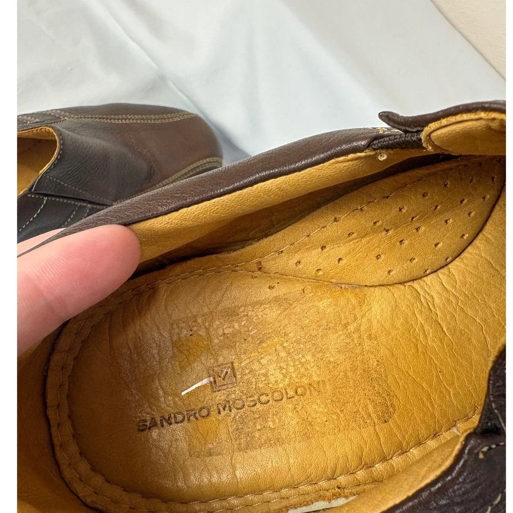 Sandro Moscoloni Brown Leather Slip On Comfort Loafers Dress Shoes Size 9 Office
